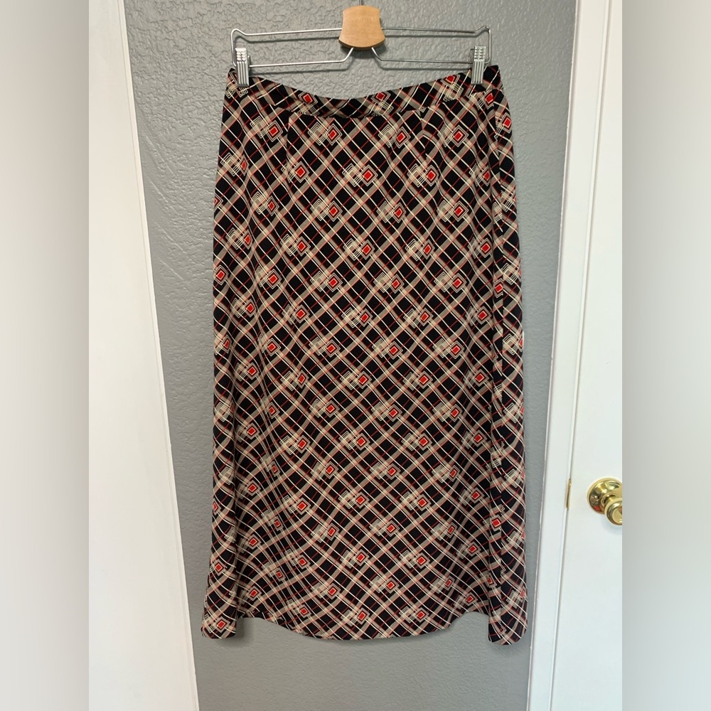 Sag Harbor Black and Red Plaid Midi Skirt